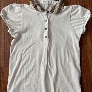 Burberry White Kids Polo with Check Collar